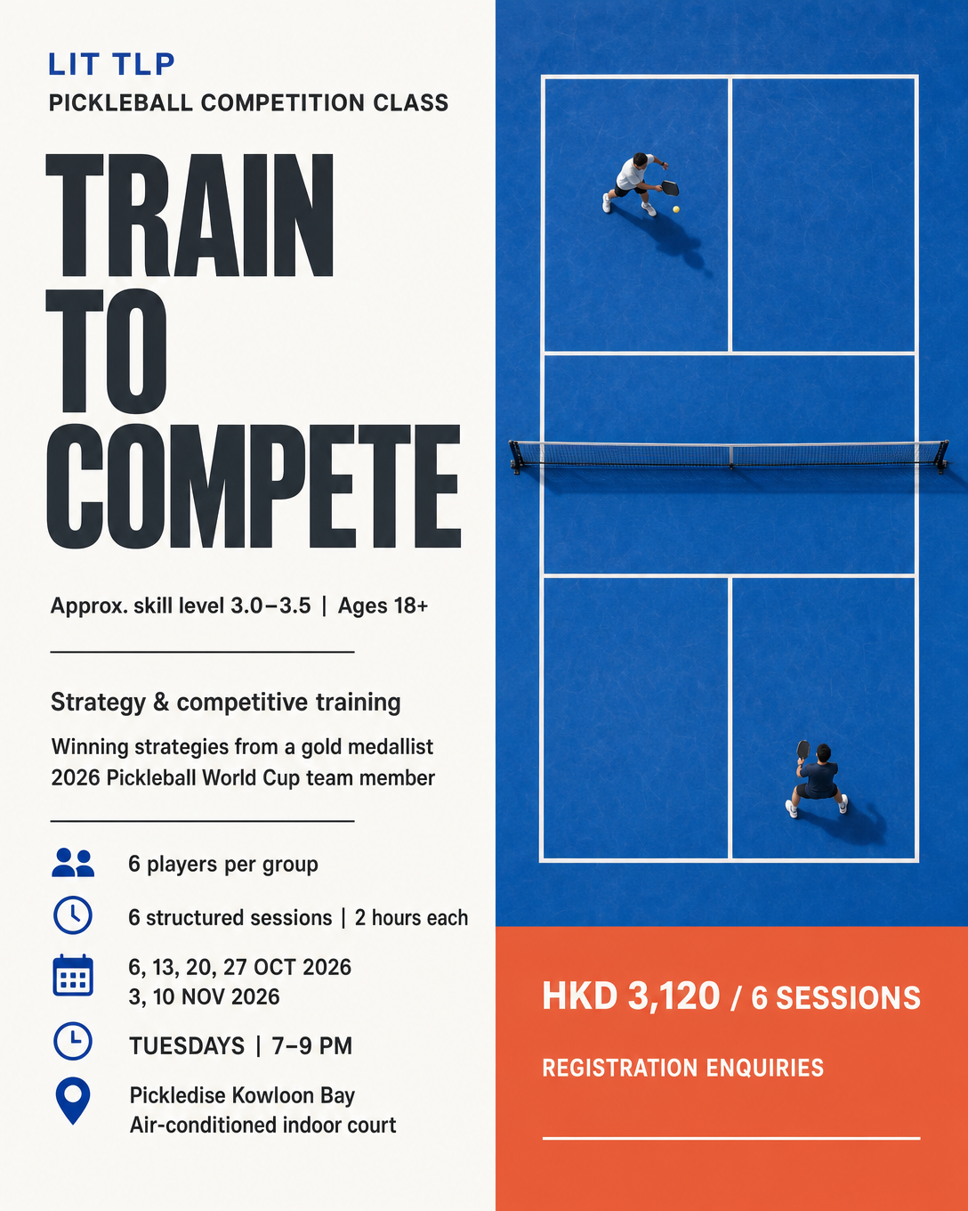 Top-down pickleball court poster concept for the LIT TLP competition class